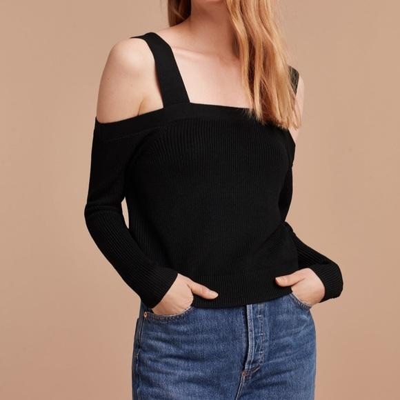 Wilfred Sweaters - Wilfred Black Knit Off Shoulder Long Sleeve Top